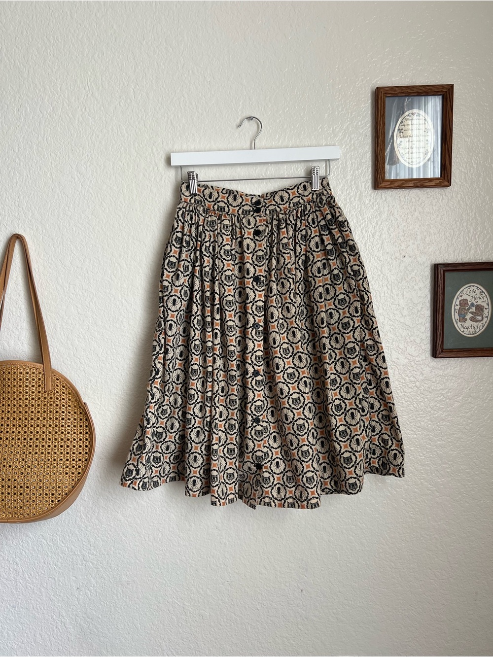 Ains & Elke Style Haus Vintage Retro Cat Spider A-Line Skirt